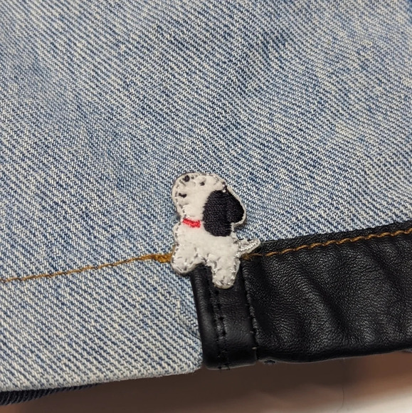 Vintage Patchwork Denim Jean Colour  Block Jacket Embroidered Daisy Woman L - Picture 9 of 10